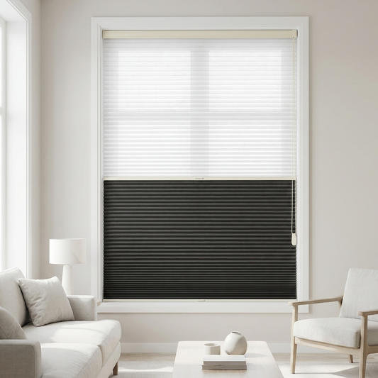 Ready-Made Honeycomb Blind — Day & Night, Pure White & Charcoal